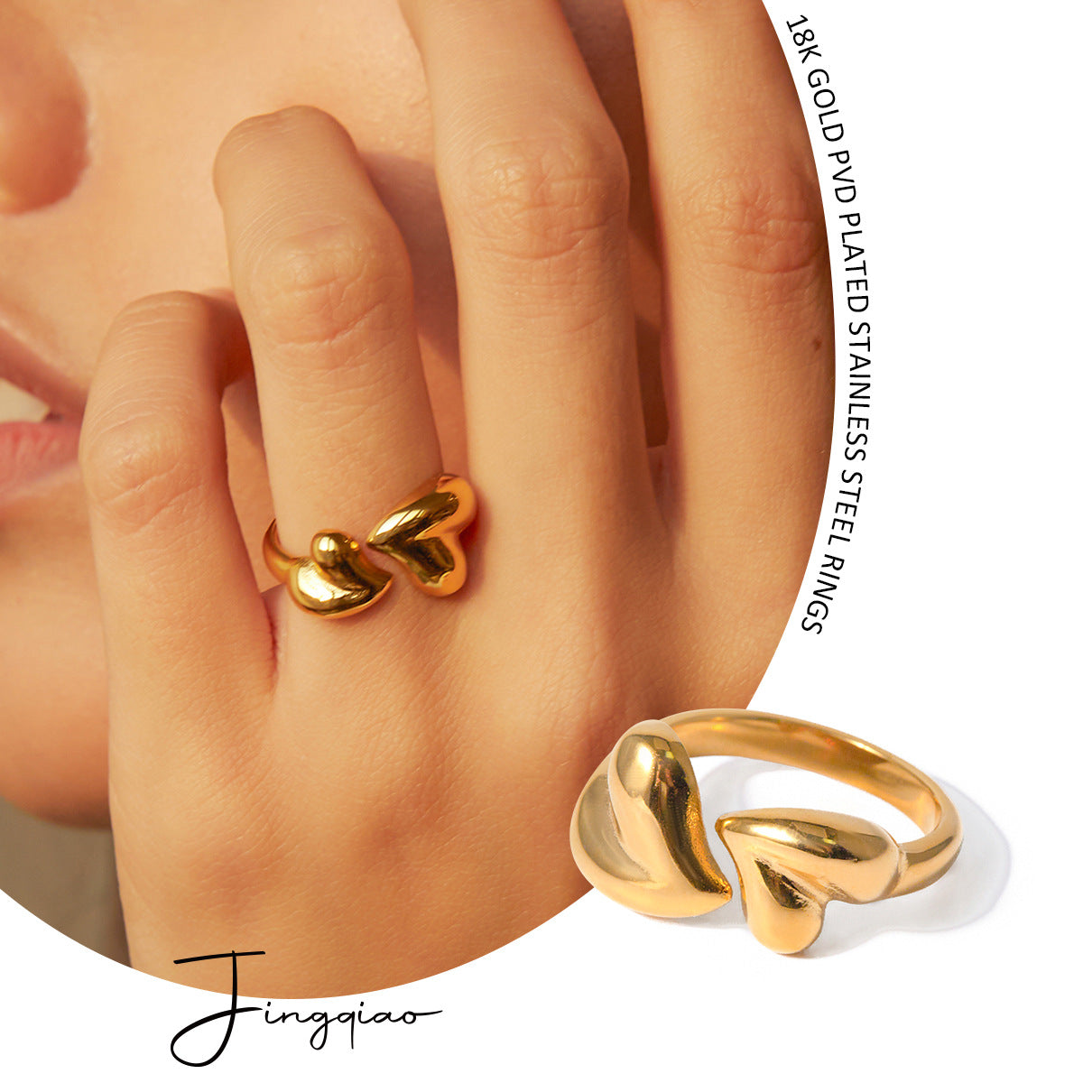 Half a Heart — Asymmetric Steel Heart Ring