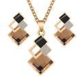Crystal Square Gem Jewelry Set – Earrings & Necklace