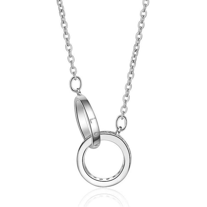Double Ring Zircon Pendant Necklace