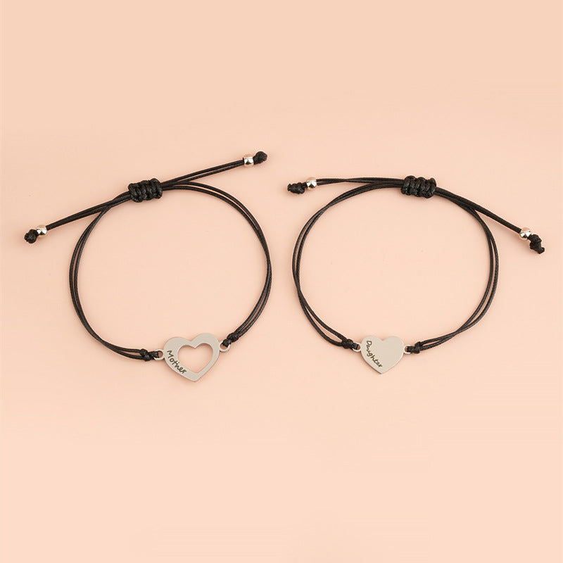 Black Heart Woven Stainless Steel Bracelet