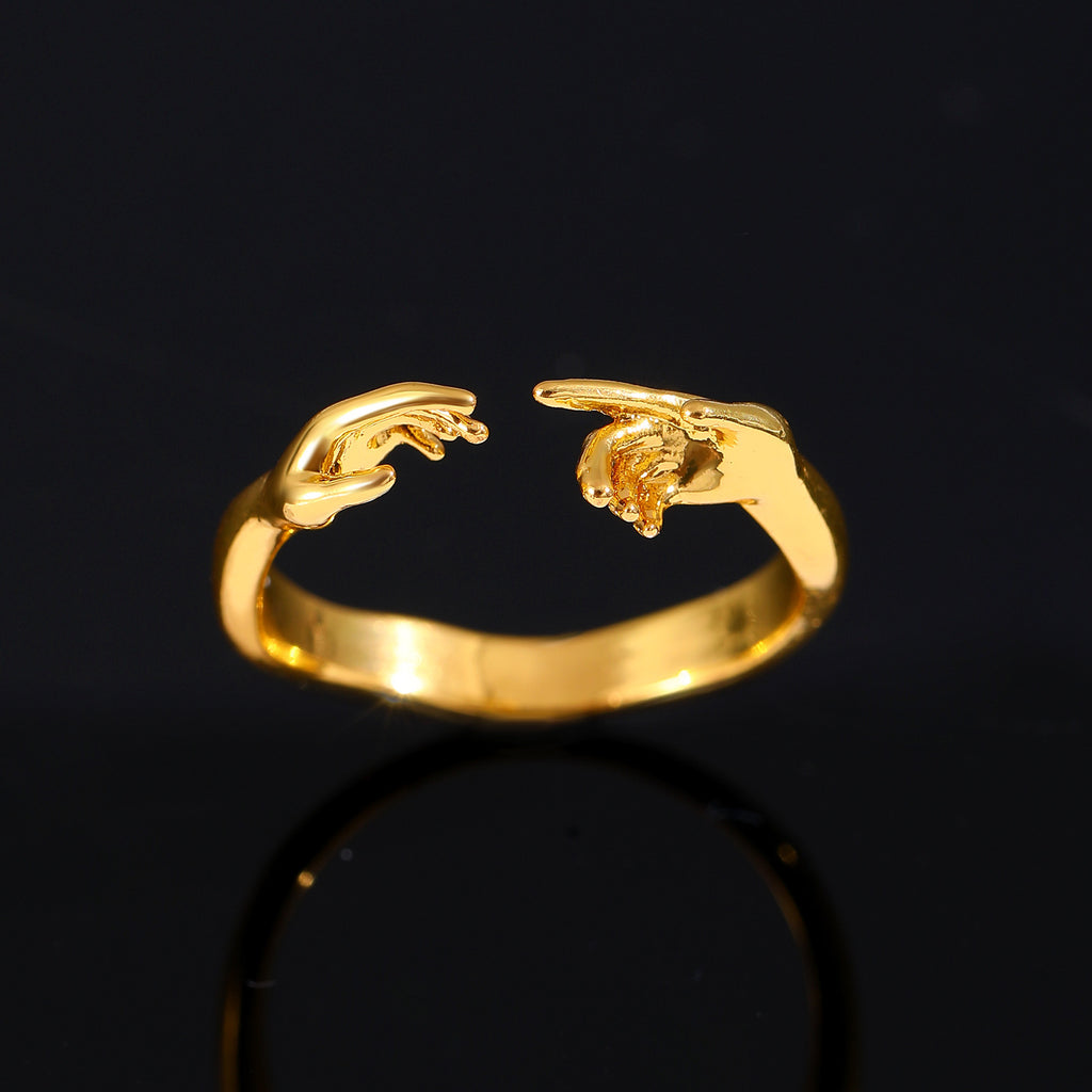 Hold On Tight — Two Hands Couple Ring Set