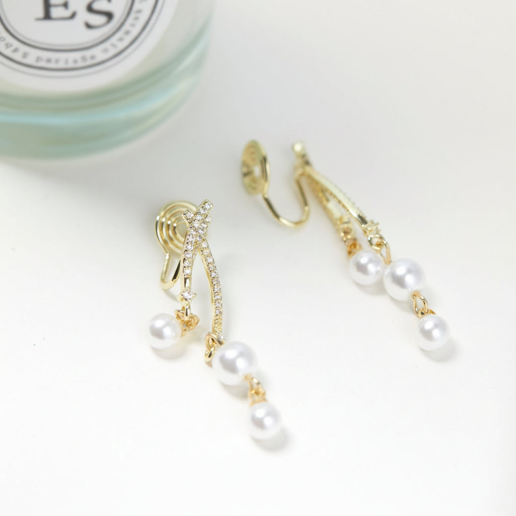 Elegant Pearl Spiral Earrings