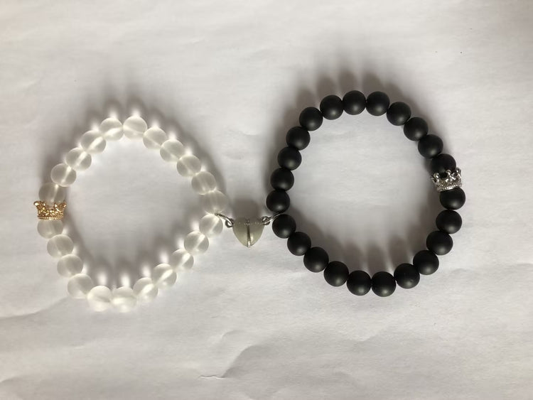 Glow-in-the-Dark Crown Couple Bracelet Set