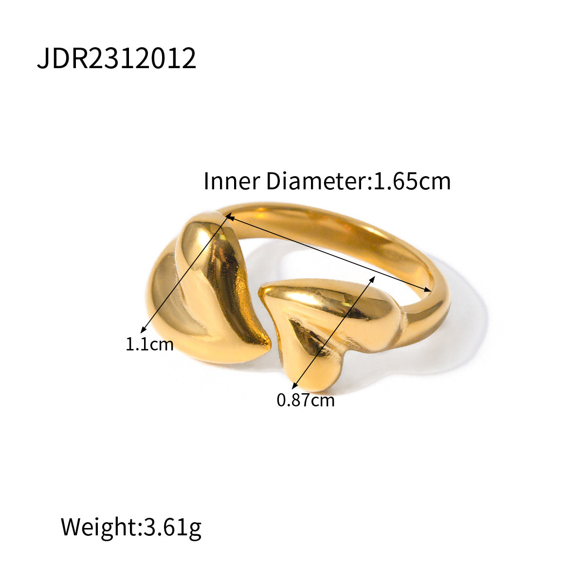 Half a Heart — Asymmetric Steel Heart Ring