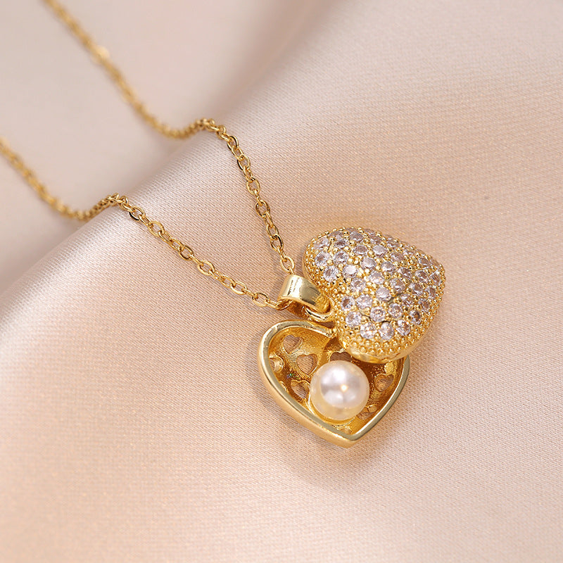 Sparkling Heart Zircon Necklace