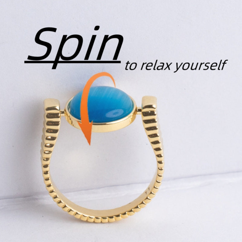 Spin Away the Stress — Natural Stone Fidget Ring"l