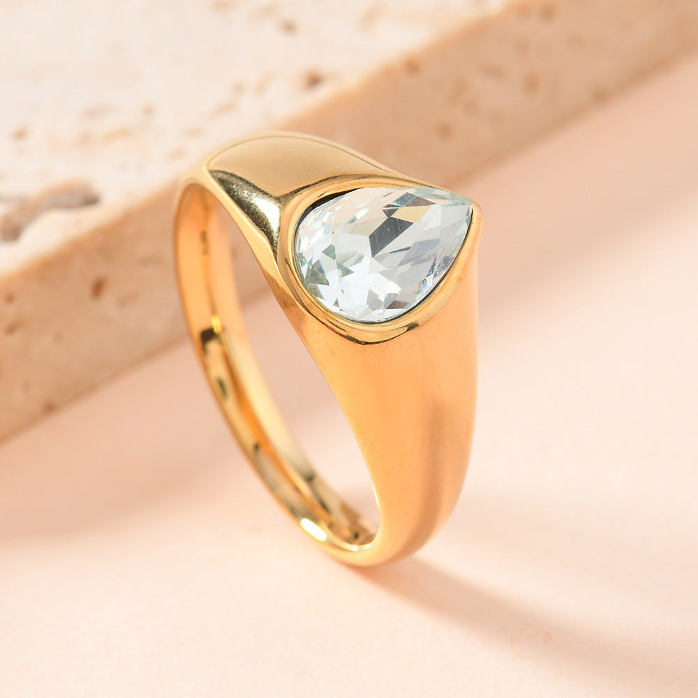 Drop of Colour — Rhinestone Teardrop Ring