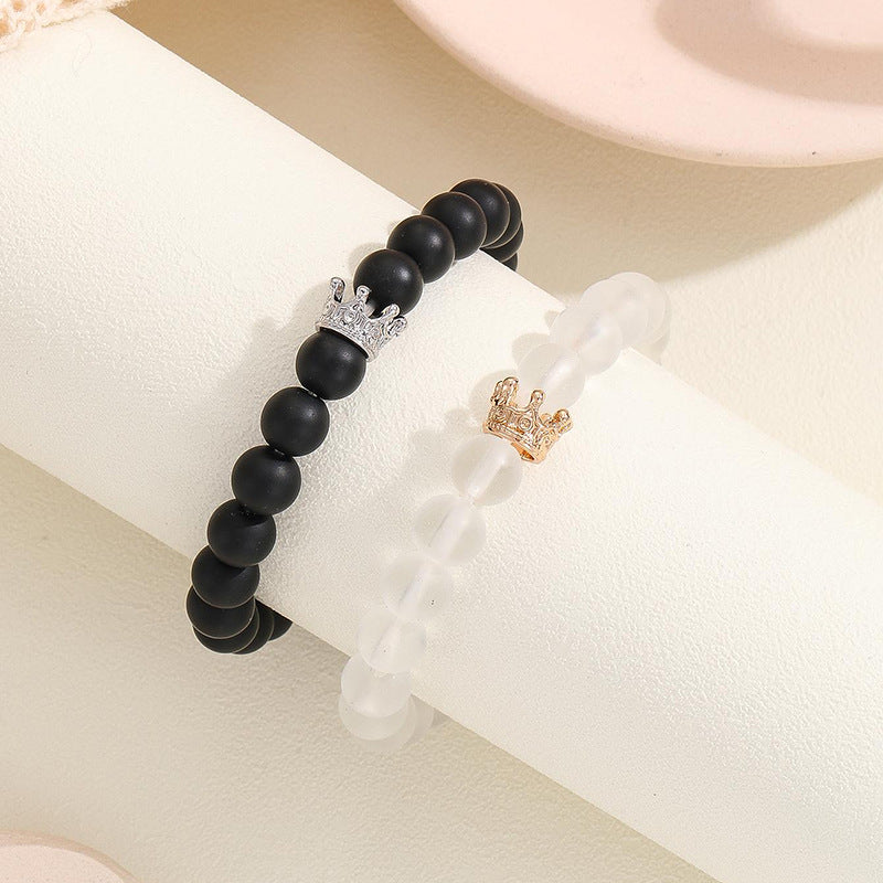 Glow-in-the-Dark Crown Couple Bracelet Set