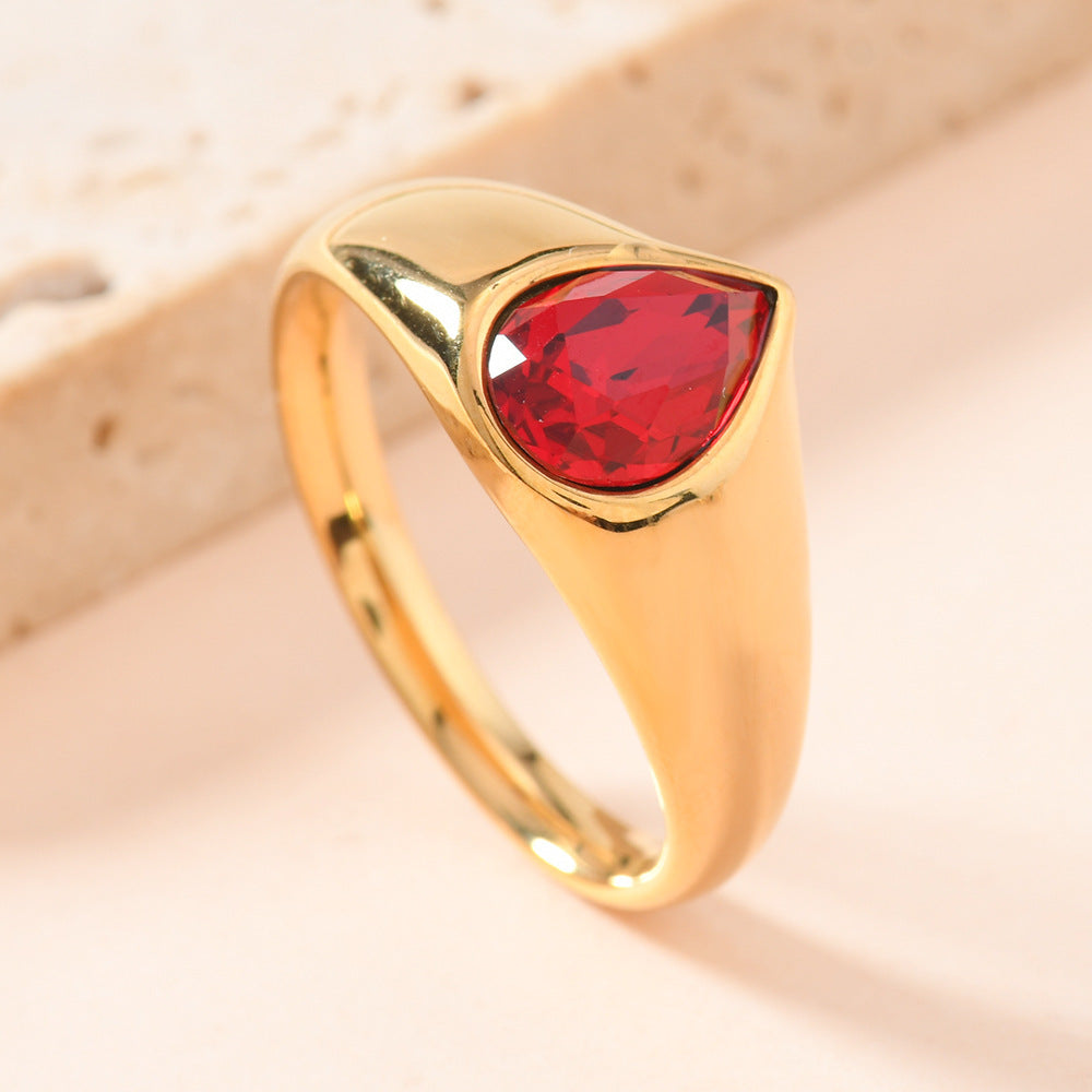 Drop of Colour — Rhinestone Teardrop Ring