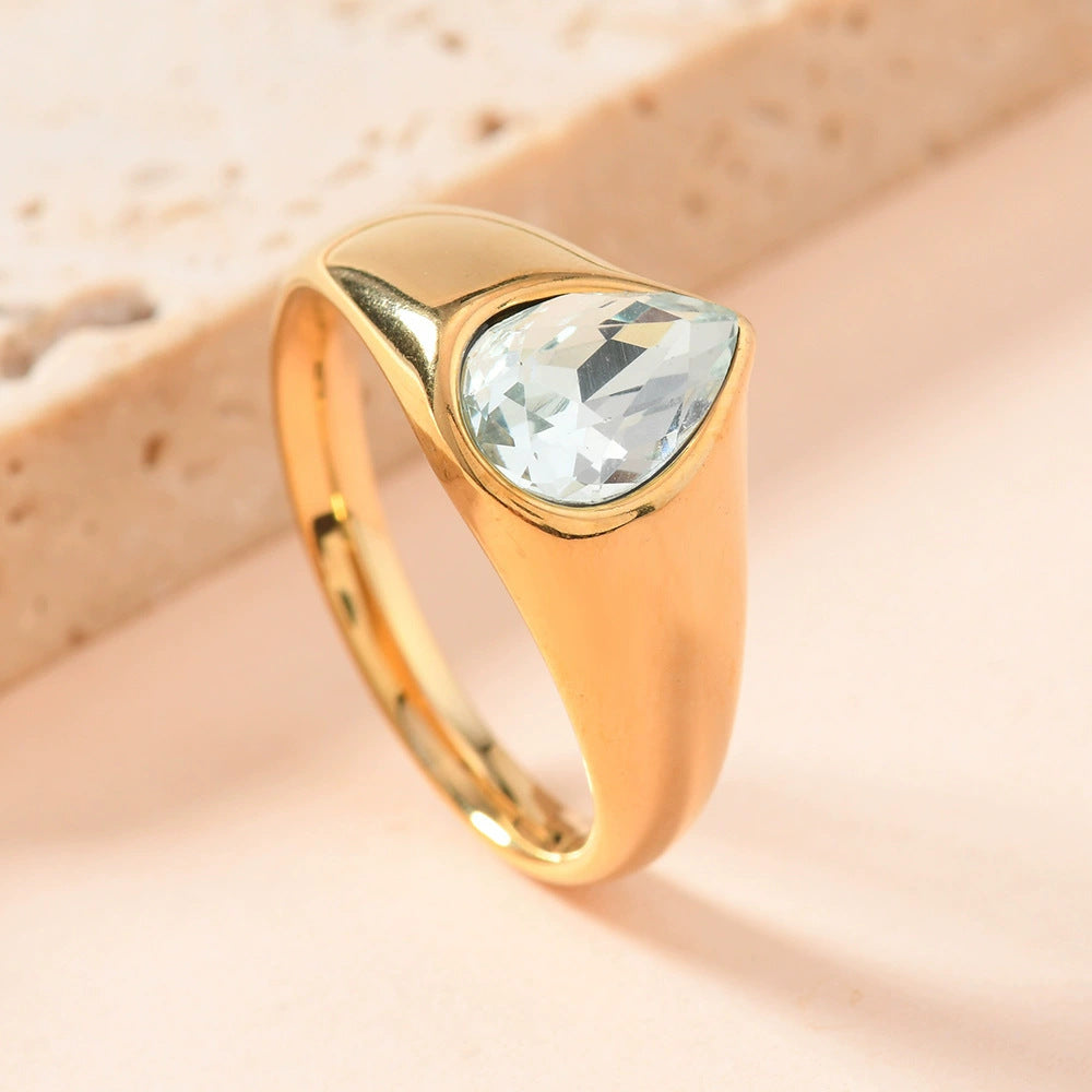 Drop of Colour — Rhinestone Teardrop Ring