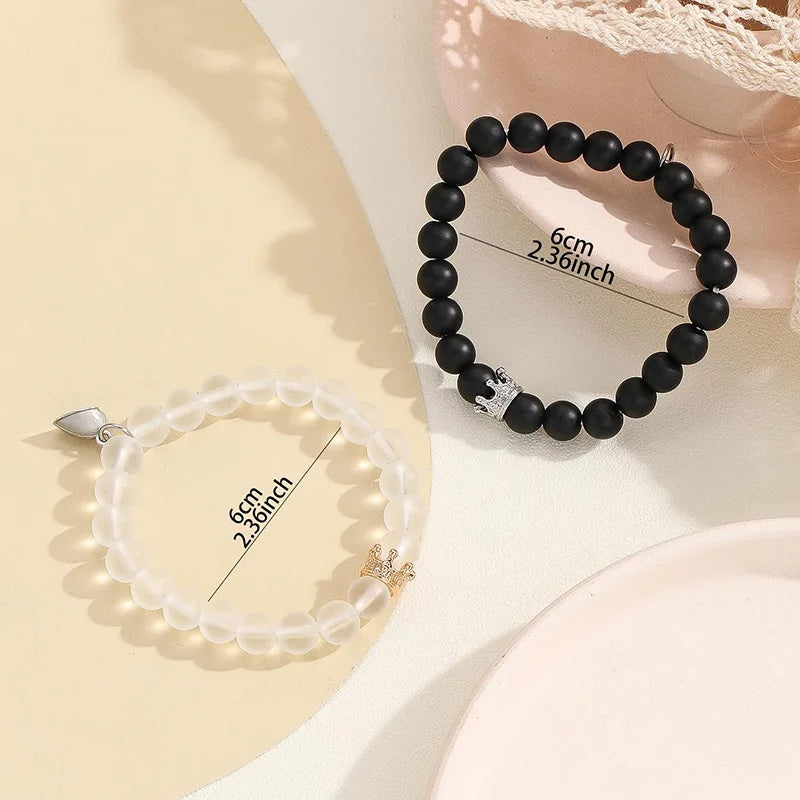 Glow-in-the-Dark Crown Couple Bracelet Set