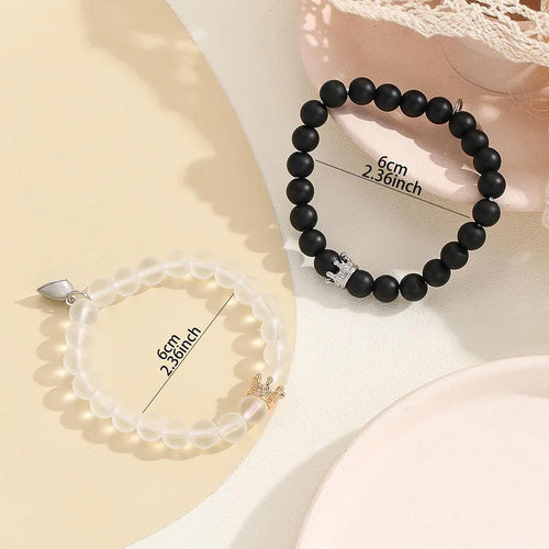 Glow-in-the-Dark Crown Couple Bracelet Set