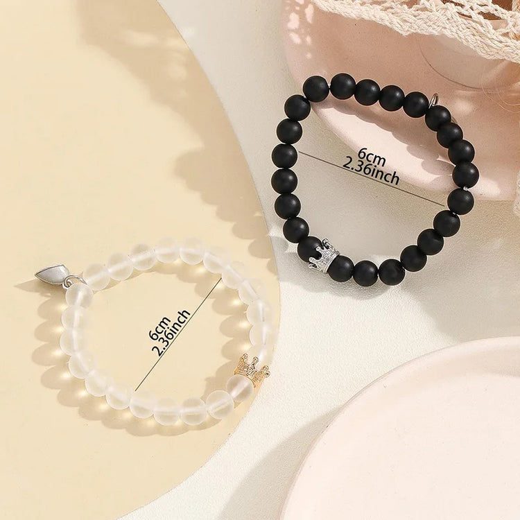 Glow-in-the-Dark Crown Couple Bracelet Set