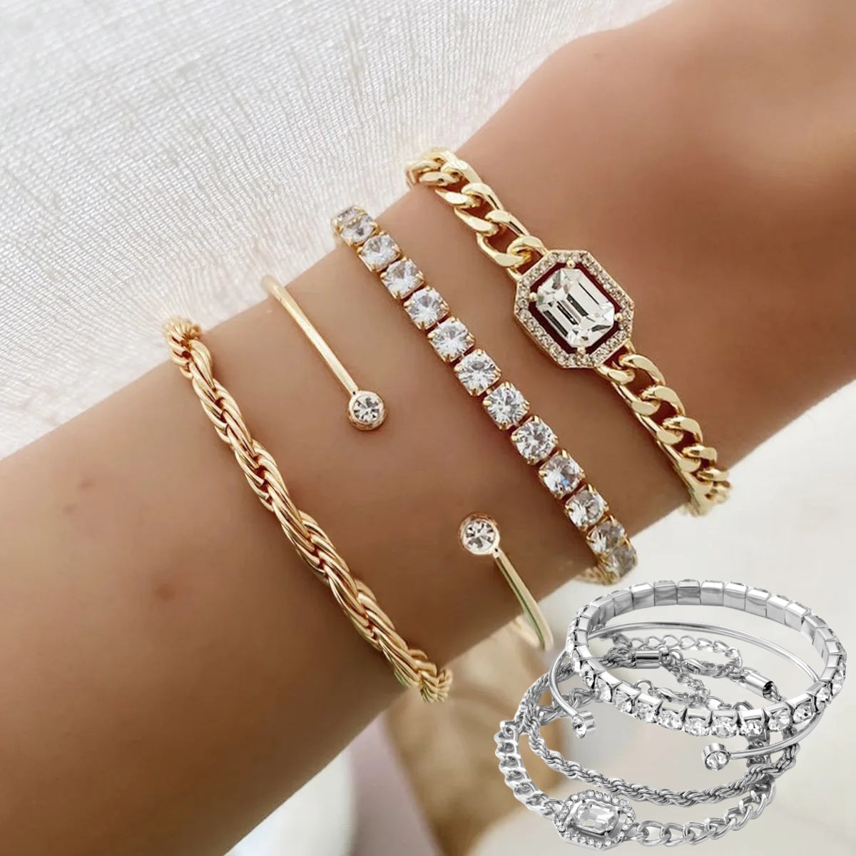 Luxury Crystal Bracelet Set of 4