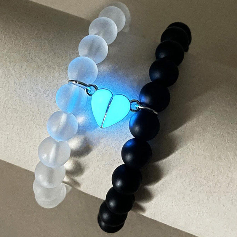 Glow-in-the-Dark Crown Couple Bracelet Set