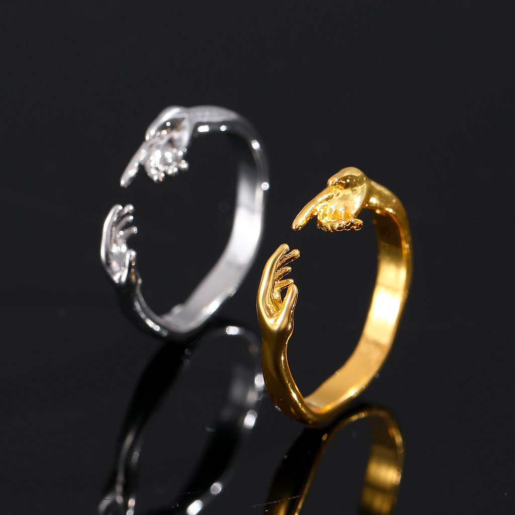 Hold On Tight — Two Hands Couple Ring Set