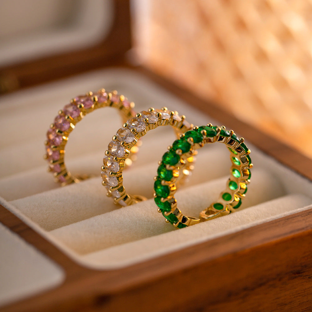 Ring with shiny crystals for good luck