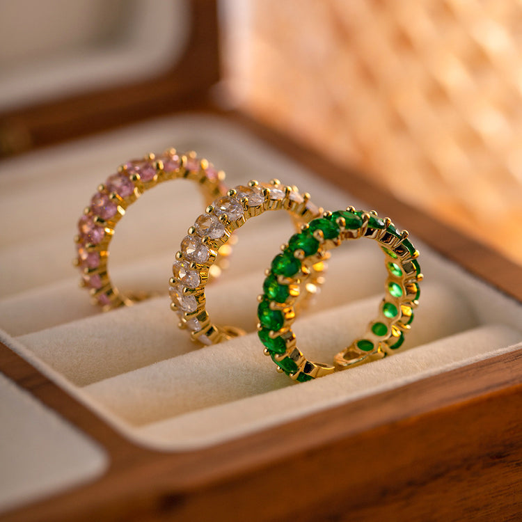 Ring with shiny crystals for good luck