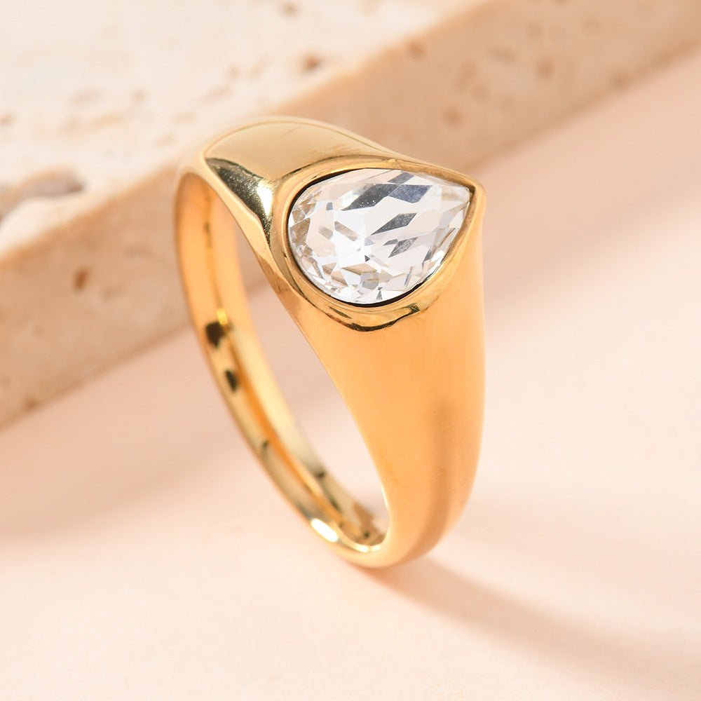 Drop of Colour — Rhinestone Teardrop Ring