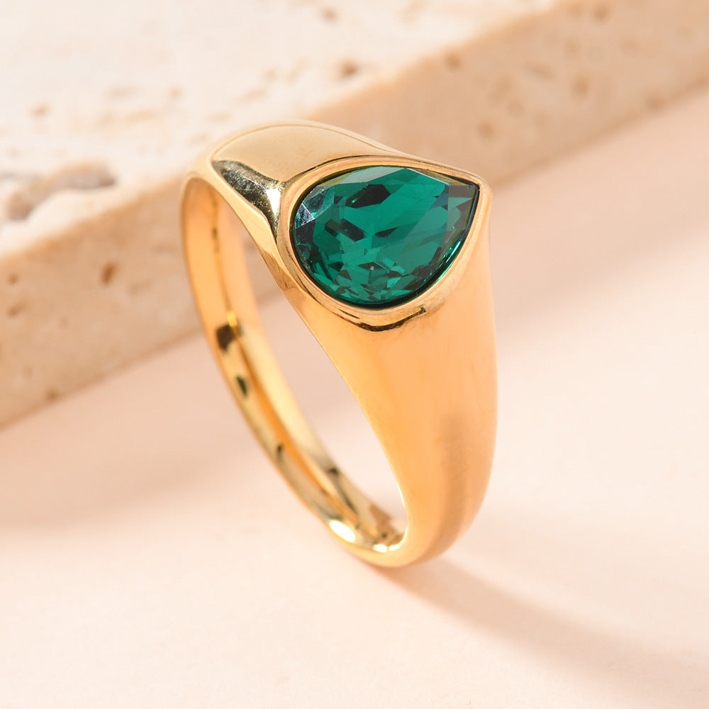Drop of Colour — Rhinestone Teardrop Ring