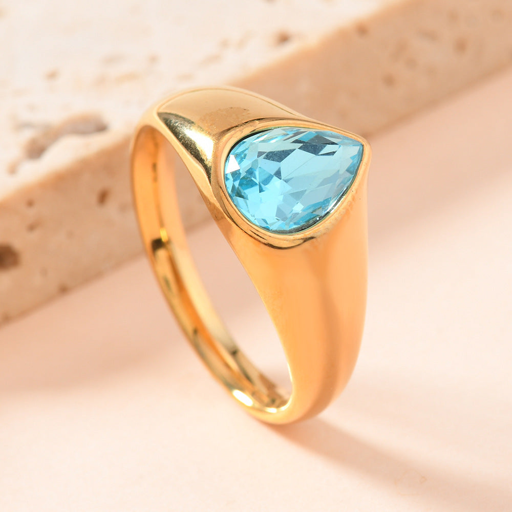 Drop of Colour — Rhinestone Teardrop Ring