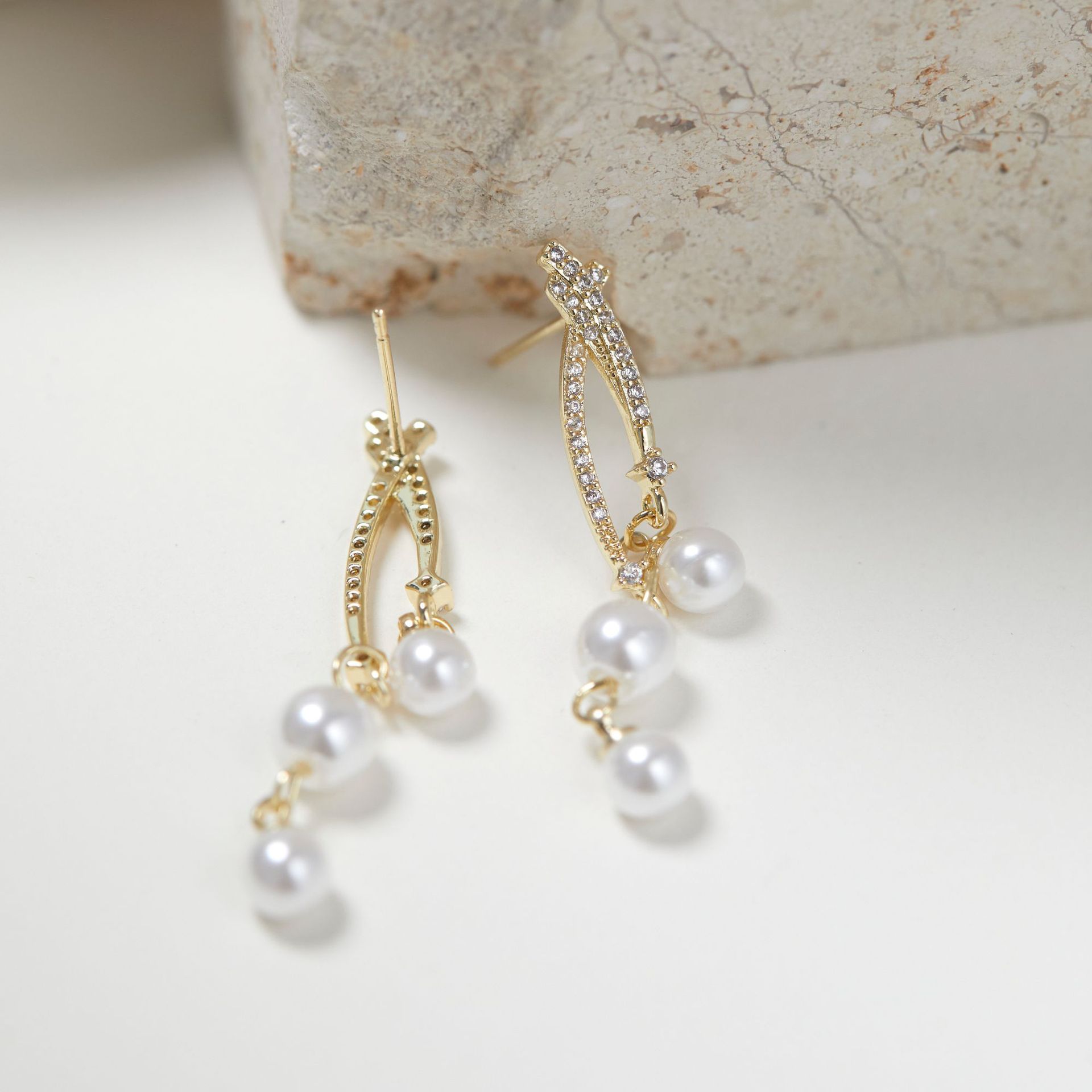 Elegant Pearl Spiral Earrings