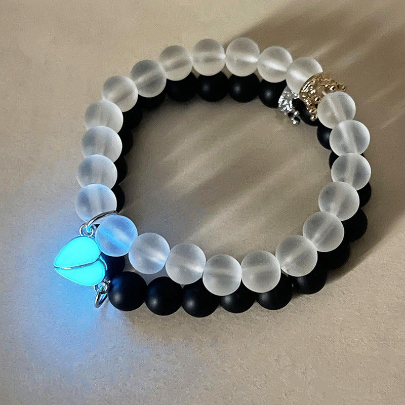 Glow-in-the-Dark Crown Couple Bracelet Set