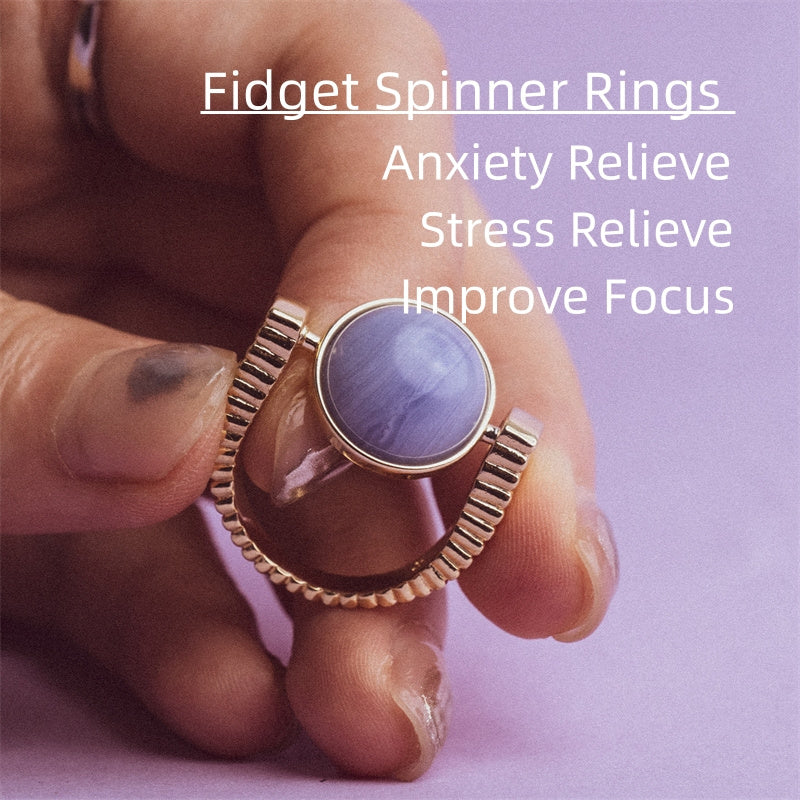 Spin Away the Stress — Natural Stone Fidget Ring"l