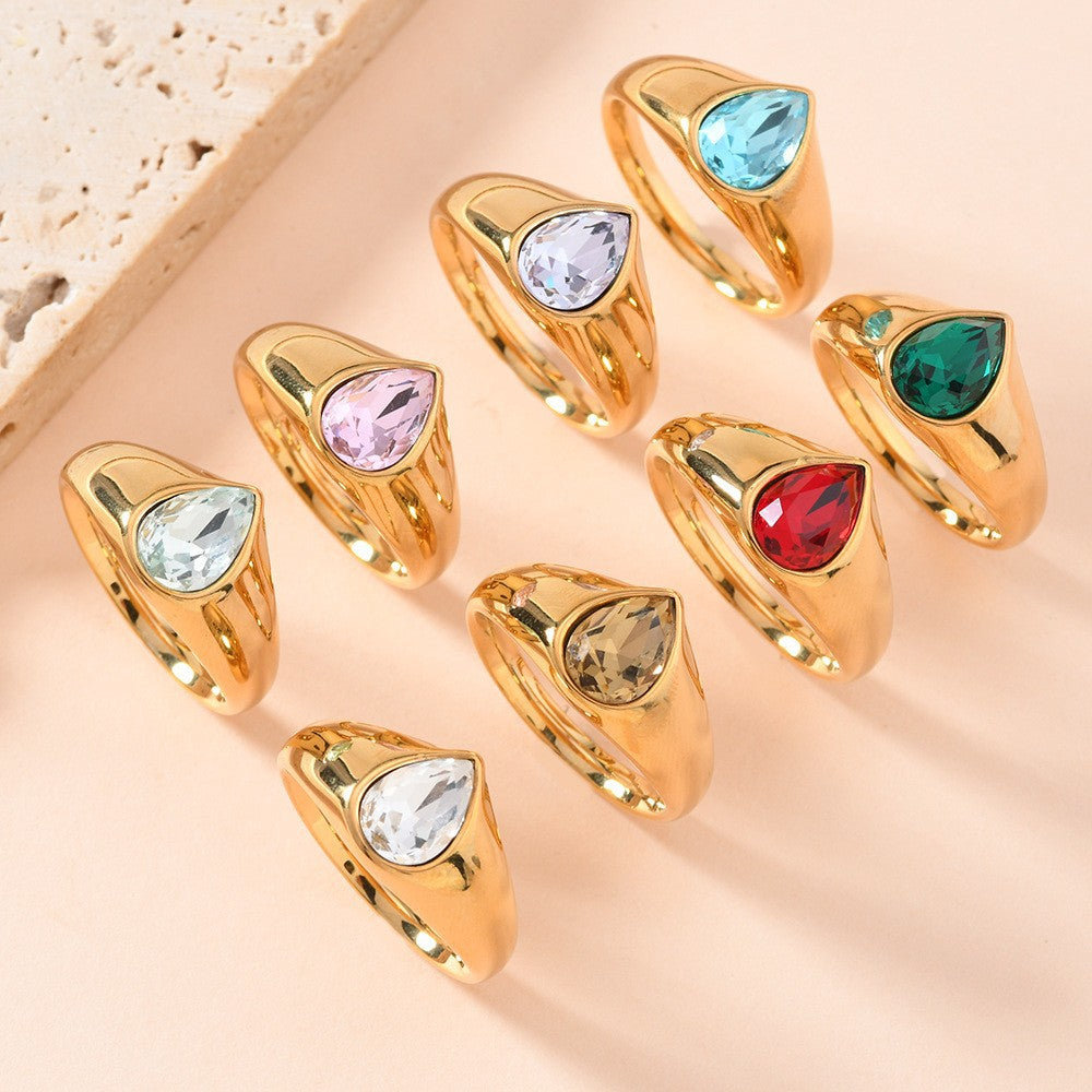 Drop of Colour — Rhinestone Teardrop Ring