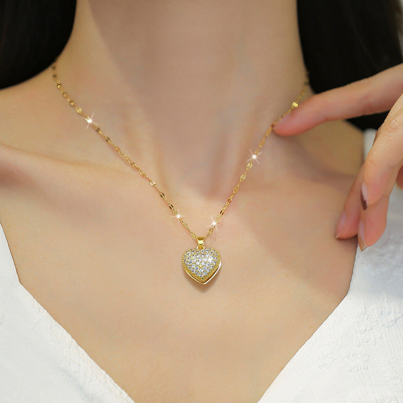 Sparkling Heart Zircon Necklace
