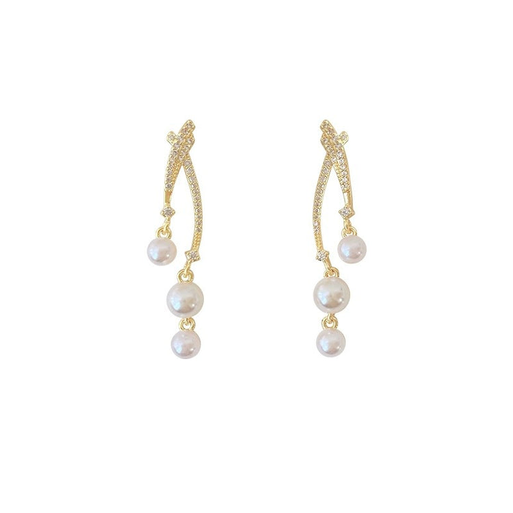 Elegant Pearl Spiral Earrings