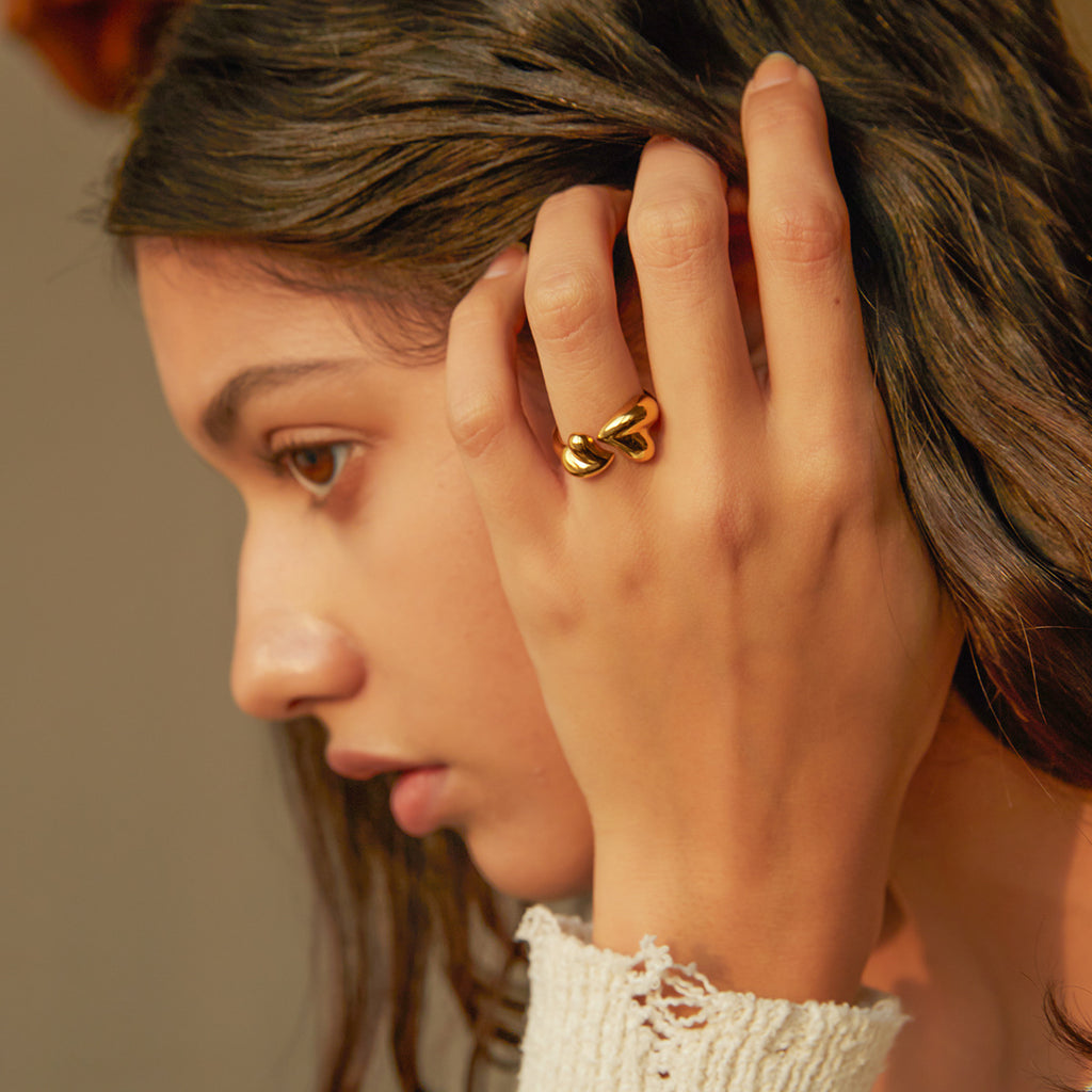 Half a Heart — Asymmetric Steel Heart Ring