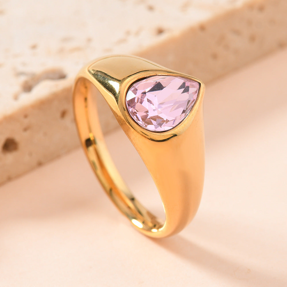 Drop of Colour — Rhinestone Teardrop Ring