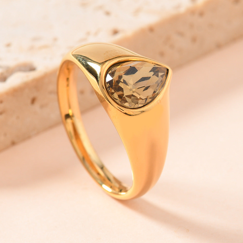Drop of Colour — Rhinestone Teardrop Ring