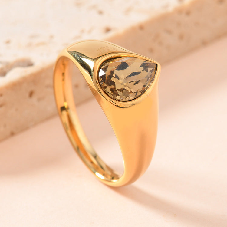 Drop of Colour — Rhinestone Teardrop Ring