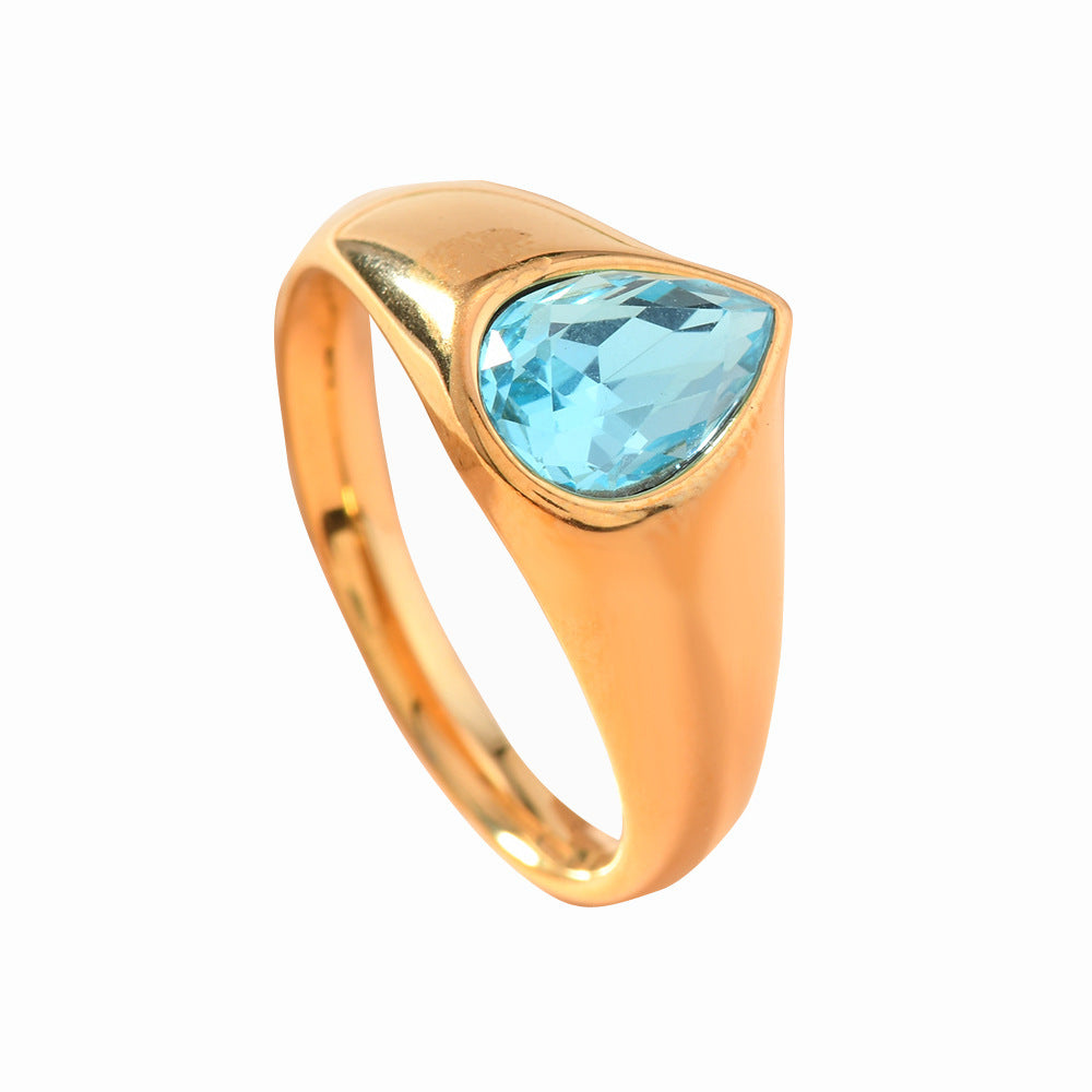 Drop of Colour — Rhinestone Teardrop Ring