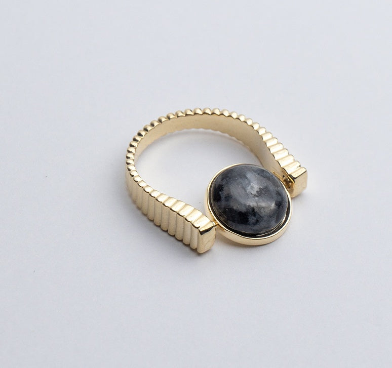 Spin Away the Stress — Natural Stone Fidget Ring"l