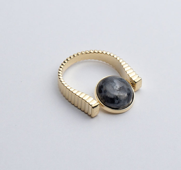Spin Away the Stress — Natural Stone Fidget Ring"l