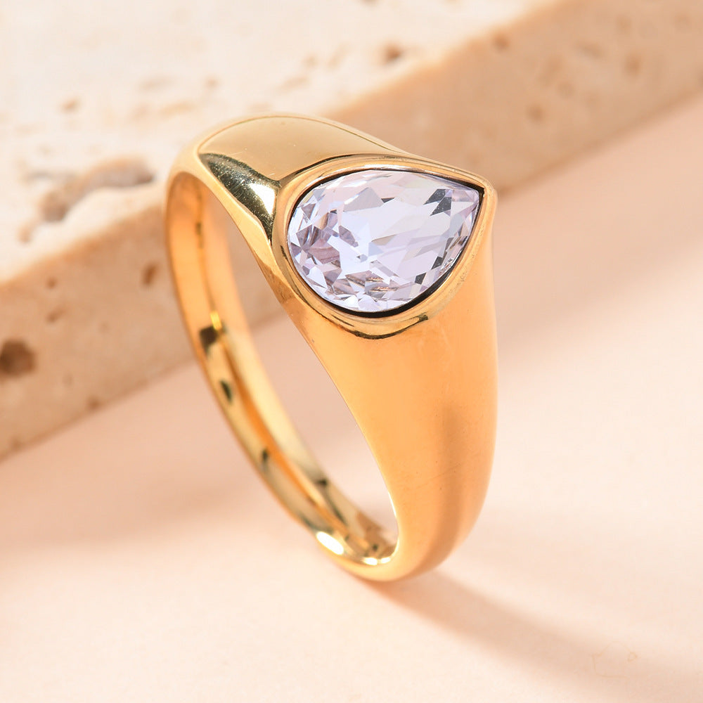 Drop of Colour — Rhinestone Teardrop Ring