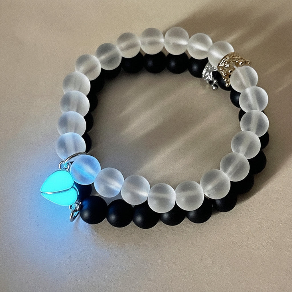 Glow-in-the-Dark Crown Couple Bracelet Set