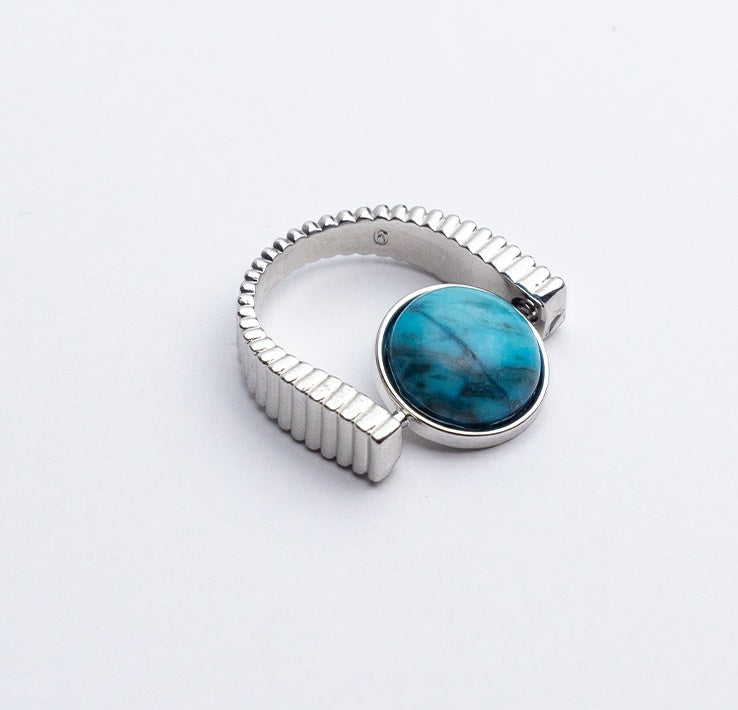 Spin Away the Stress — Natural Stone Fidget Ring"l